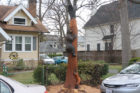 A bear, hawk and fox carving on 14th Street N. in Virginia Square