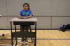 Student on a swing desk