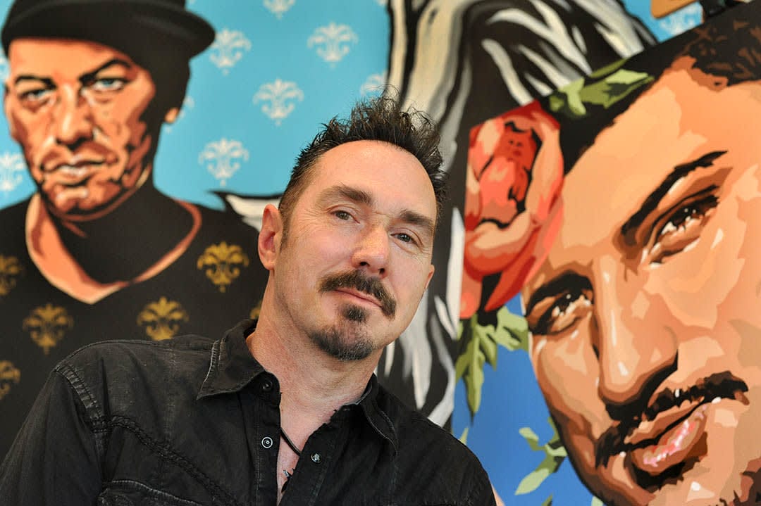 Artist David Amoroso at SPARK! art market on Sunday, 5/3 (photo: Lloyd Wolf, Columbia Pike Documentary Project).