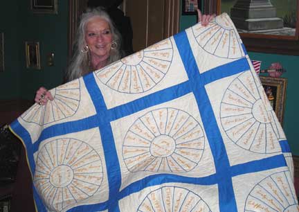 (Donna Lee (Kirchner) Wilson, my grandmother, with the 1948 Barcroft Community Quilt, 2009)