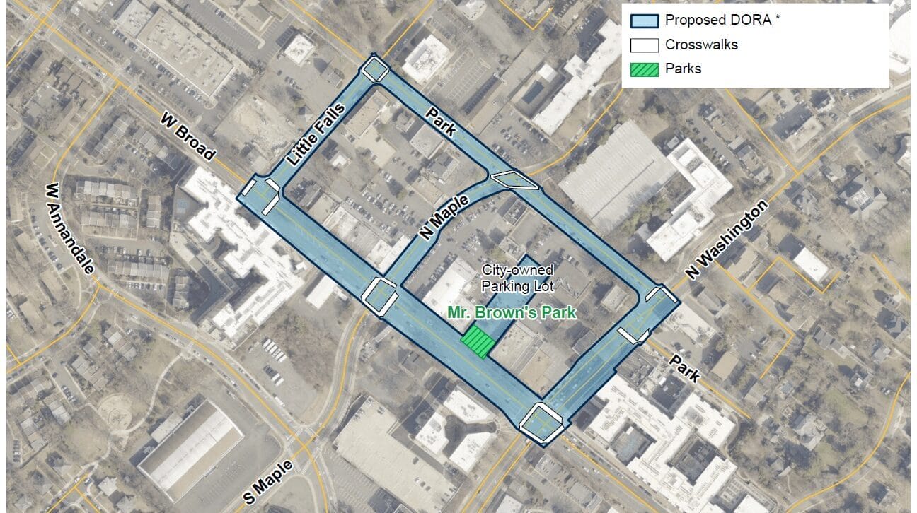 Falls Church's sip-and-stroll boundary map (via City of Falls Church) | ARLnow