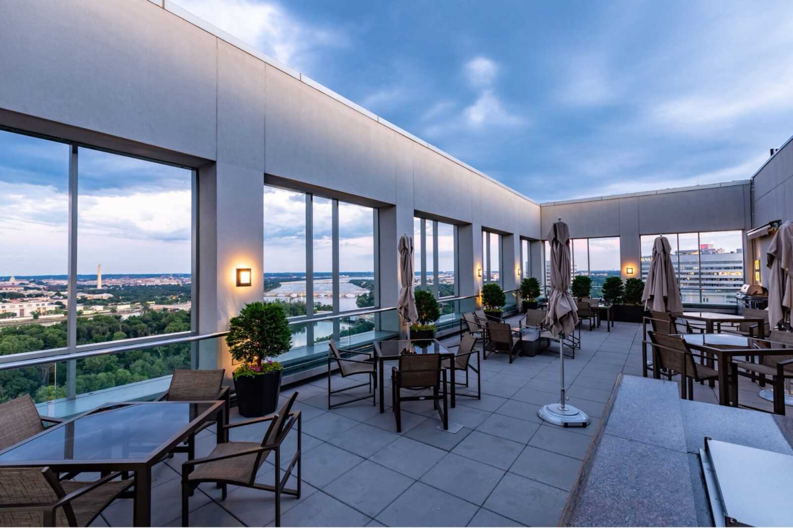 Waterview rooftop with unobstructed view of DC in the background