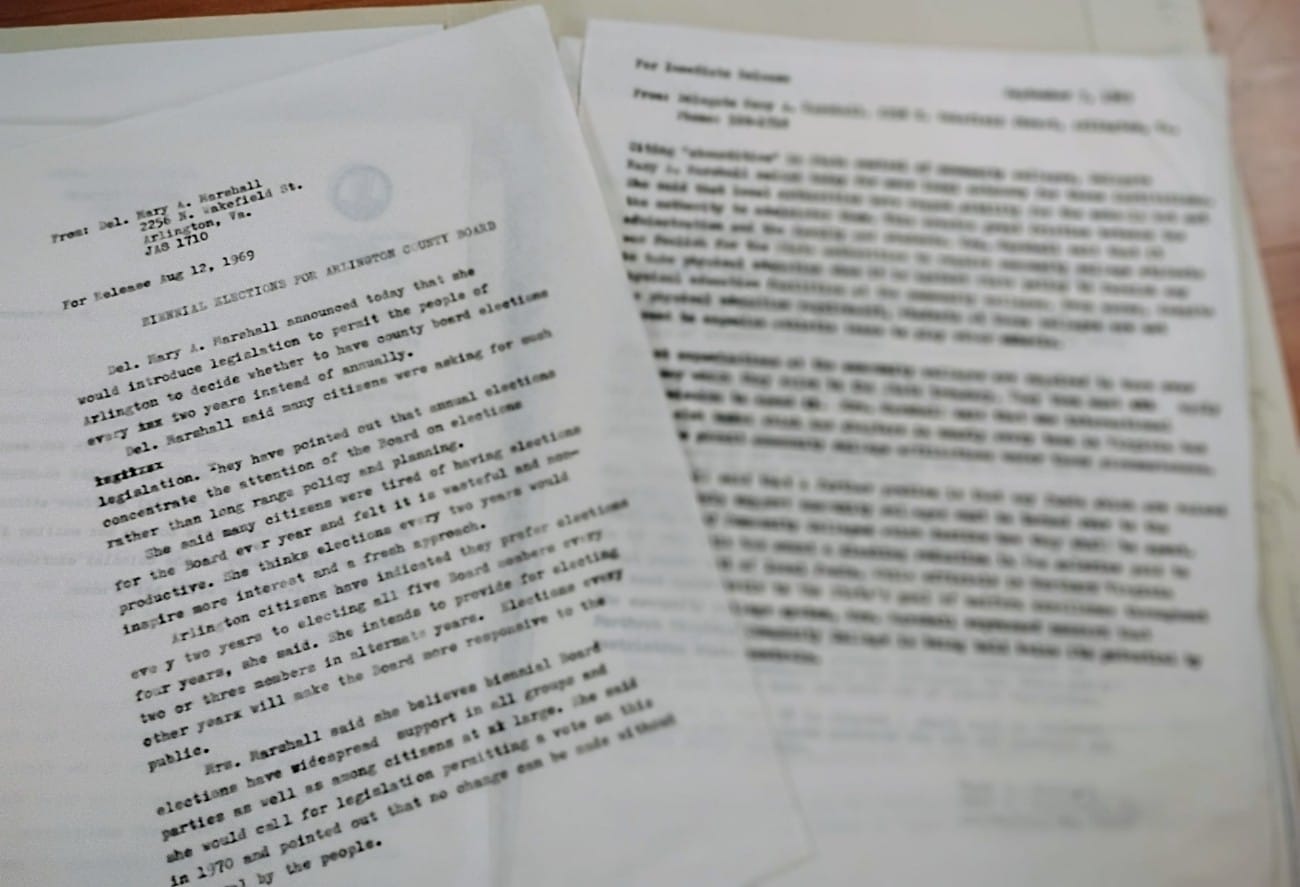 Mary Marshall 1969 press release on County Board elections (via Charlie Clark Center for Local History) | ARLnow
