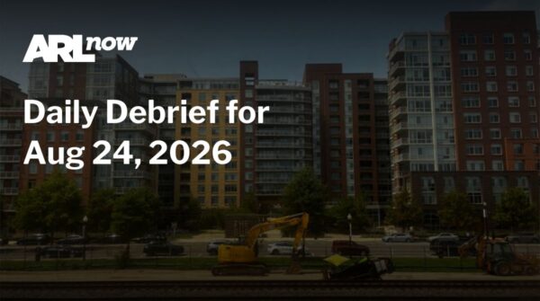 ARL now banner with the headline 'Daily Debrief for Aug 24, 2026' over a city street and construction equipment in view.