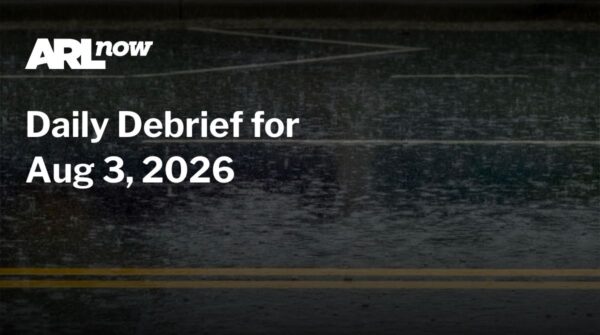 ARL Now logo in the top-left corner with the headline 'Daily Debrief for Aug 3, 2026' on a dark road background with yellow lane markings.
