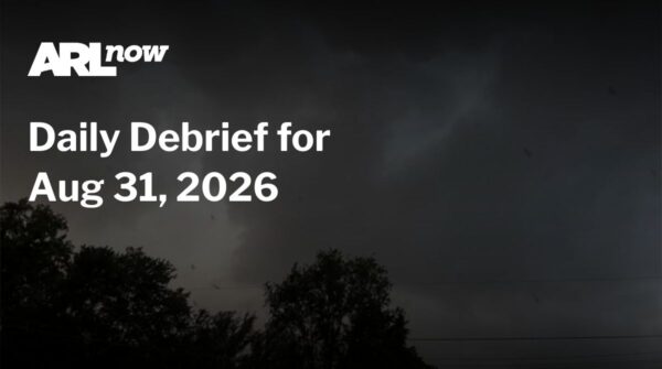 ARL Now branding with the headline 'Daily Debrief for Aug 31, 2026' over a dark, stormy sky scene with silhouetted trees.