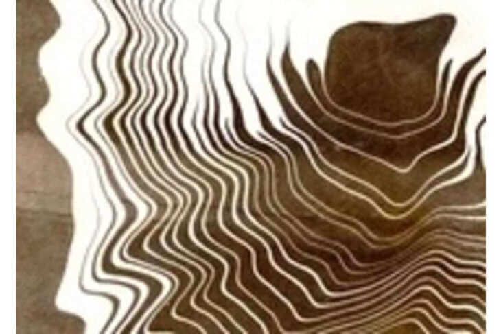 Abstract brown profile of a person rendered as multiple overlapping contour outlines.