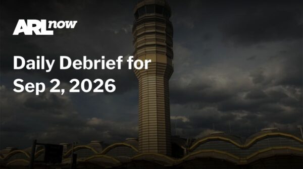 ARL now logo with the headline “Daily Debrief for Sep 2, 2026” over a dark sky and air traffic control tower background.