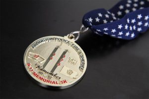 Medal from the Arlington 9-11 Memorial 5K race