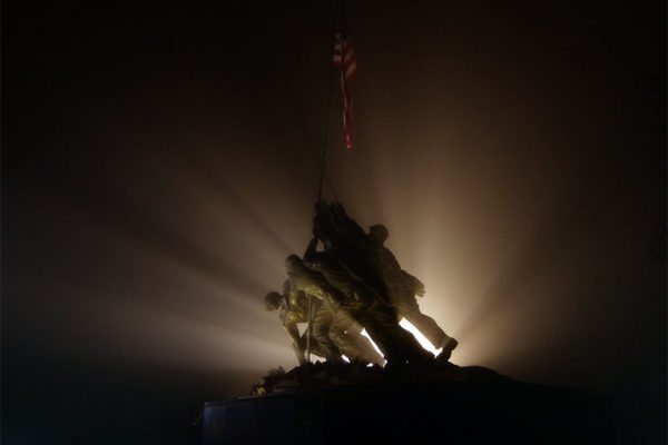 Foggy night at the Marine Corps Memorial by Wolfkann