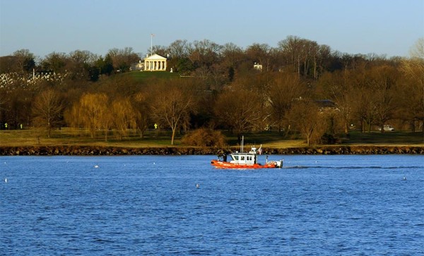 Coast Guard vessel on the Potomac, near Arlington National Cemetery