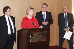 Del. Alfonso Lopez, Sen. Janet Howell, gubernatorial hopeful Terry McAuliffe, Sen. Dick Saslaw