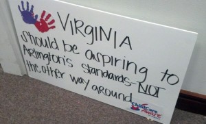 Sign at the County Board budget hearing on 3/26/13