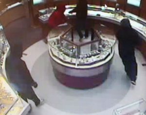 Surveillance image of smash-and-grab robbery at Tourneau in Pentagon City mall (photo courtesy ACPD)