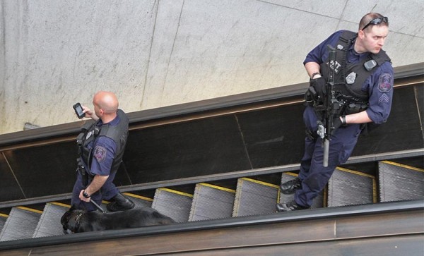Metro Transit Police at the Pentagon City Metro station on 4/15/13