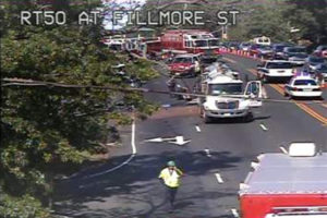 Accident involving a sewage truck on EB Route 50 at Fillmore Street