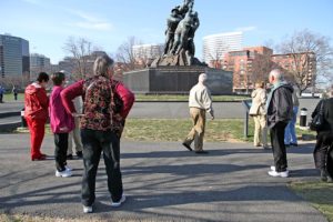 Tourists at the Marine Corps War Memorial