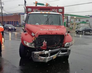 Damaged ambulance after crash with ART bus (photo courtesy Daniel Fitch)