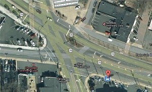 Five-way intersection in Cherrydale (via Google Maps)