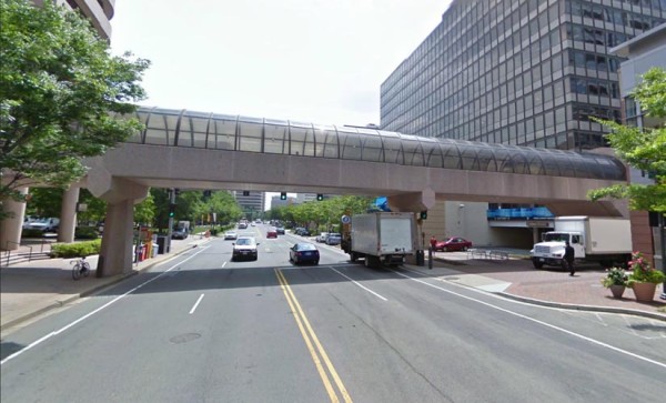 Pedestrian bridge over Crystal Drive (photo via Google Maps)